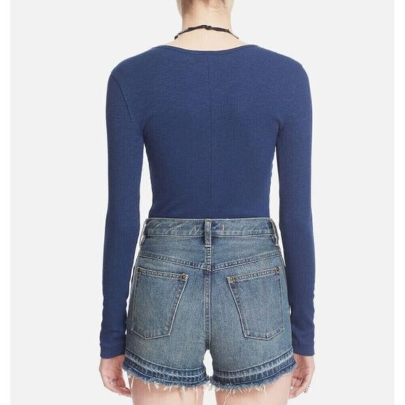 Free People Indigo Navy Blue Tate Layering Keyhole Tee PS - Picture 4 of 15